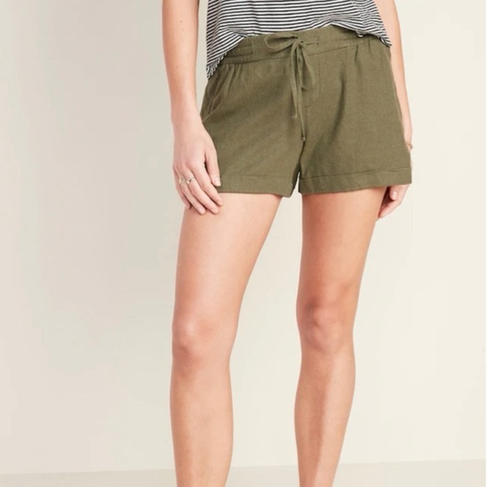 Old Navy Olive Green Linen Shorts M